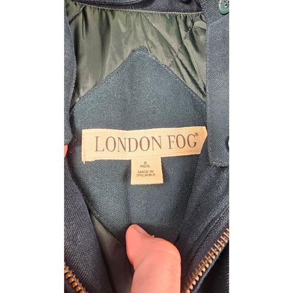 London fog vintage S REG blue green canvas warm winter car jacket cinch waist - Picture 4 of 9